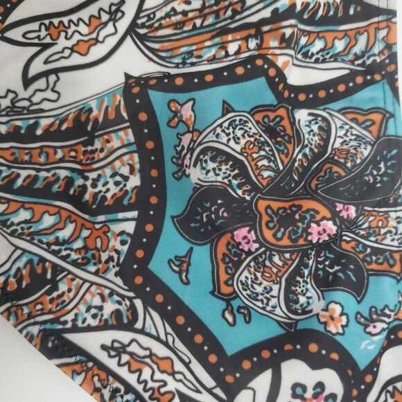 Unbranded Women's Multicolor Boho Paisley Peach Fold Over Waist Bikini Bottom XL - Picture 2 of 6